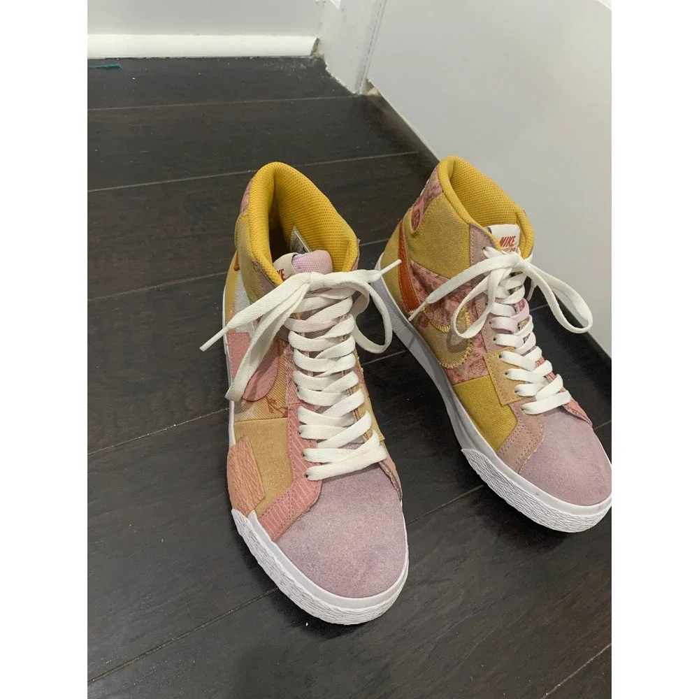 Nike SB Zoom Blazer Mid Premium Mosaic Citron Pink DA8854-300 Skate Shoes